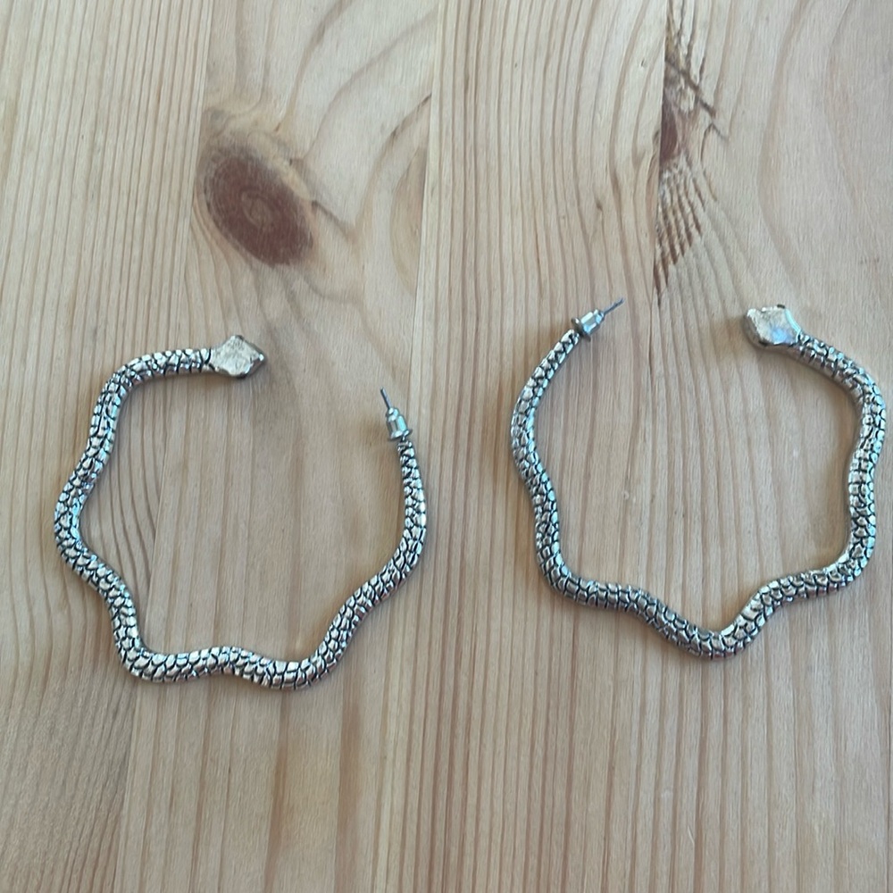 Silver tone snake hoops ASOS